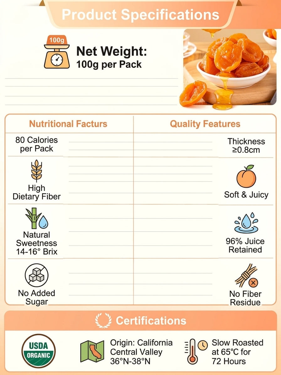 🍑Specialty California Central Valley Dried Apricots, Naturally Sweet Non‑GMO Sun‑Ripened Dried Fruit Snack-G$