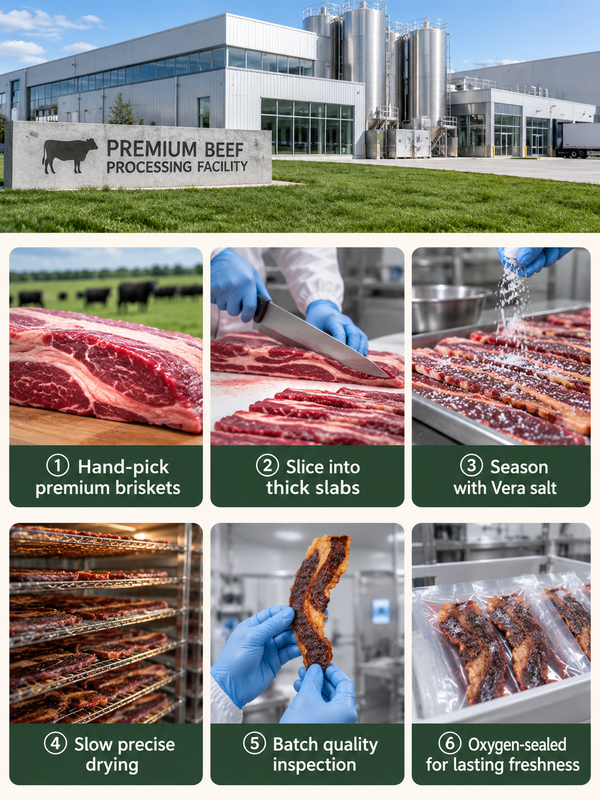 🐮100% Grass‑Fed Grass‑Finished Beef Brisket Chunks, Pure Meat & Salt Beef Jerky Snack-G$