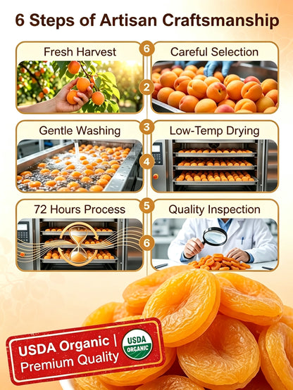 🍑Specialty California Central Valley Dried Apricots, Naturally Sweet Non‑GMO Sun‑Ripened Dried Fruit Snack-G$