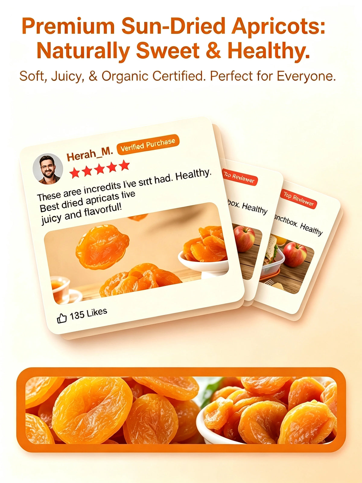 🍑Specialty California Central Valley Dried Apricots, Naturally Sweet Non‑GMO Sun‑Ripened Dried Fruit Snack-G$