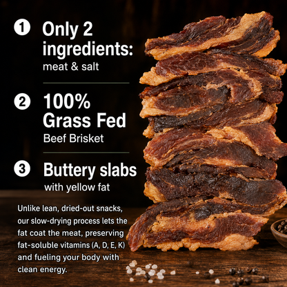 🐮100% Grass‑Fed Grass‑Finished Beef Brisket Chunks, Pure Meat & Salt Beef Jerky Snack-G$