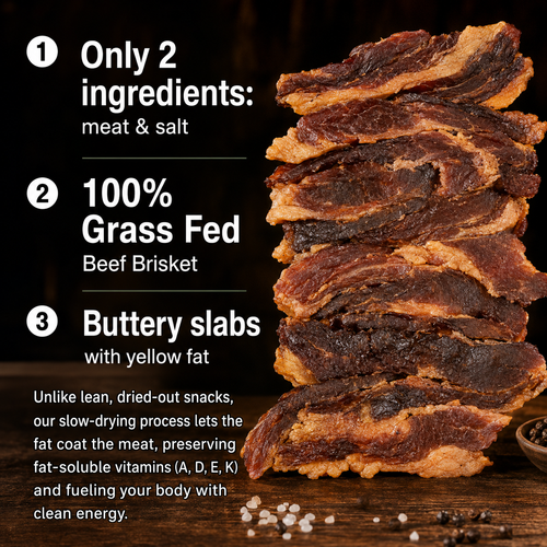 🐮100% Grass‑Fed Grass‑Finished Beef Brisket Chunks, Pure Meat & Salt Beef Jerky Snack-G$