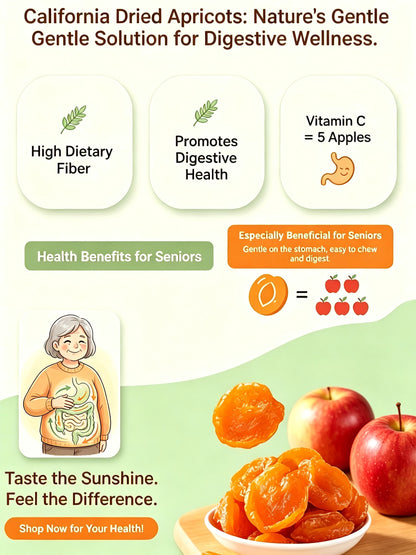 🍑Specialty California Central Valley Dried Apricots, Naturally Sweet Non‑GMO Sun‑Ripened Dried Fruit Snack-G$